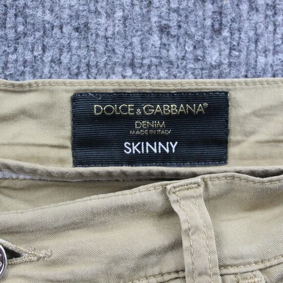 Dolce & Gabbana Jeans Mens 34x28 Khaki Skinny Stretch Made in Italy DG Logo - Picture 5 of 15